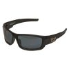 MUSTAD HP POLARIZED SUNGLASSES - BLACK VENTED FRAME, SMOKE LENS WITH BLUE REVO