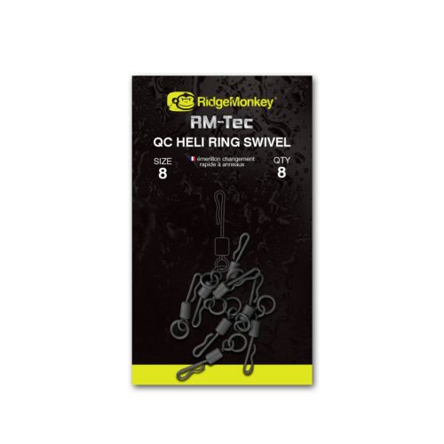 RIDGEMONKEY RM-TEC QUICK CHANGE HELI RING SWIVEL SIZE8 GYORSKAPCSOS FORGÓ 8DB